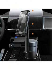 Soporte ajustable para taza de coche 2 en 1 para teléfonos inteligentes y tabletas - Rotación de 360°, plegable, ajuste universal, material ABS, instalación en el tablero, navegación manos libres para todos los dispositivos, accesorios para automóvil - Negro - Ver 9