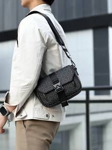 1pc All-Season Allover Print Flap Cover Messenger Bag For Men, Portable Shoulder/Crossbody Bag Suitable For Work, School, Shopping, Travel, Great Gift For Father's Day ,Fathers Day Gift ,City Bag - Multicolor - View 2