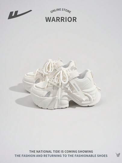 WARRIOR 1 paire de Baskets épaisses à lacets mode et confortables pour femmes, résistantes à la saleté, avec une semelle épaisse. Chaussures de sport décontracté à la mode avec une semelle souple pour l'extérieur.