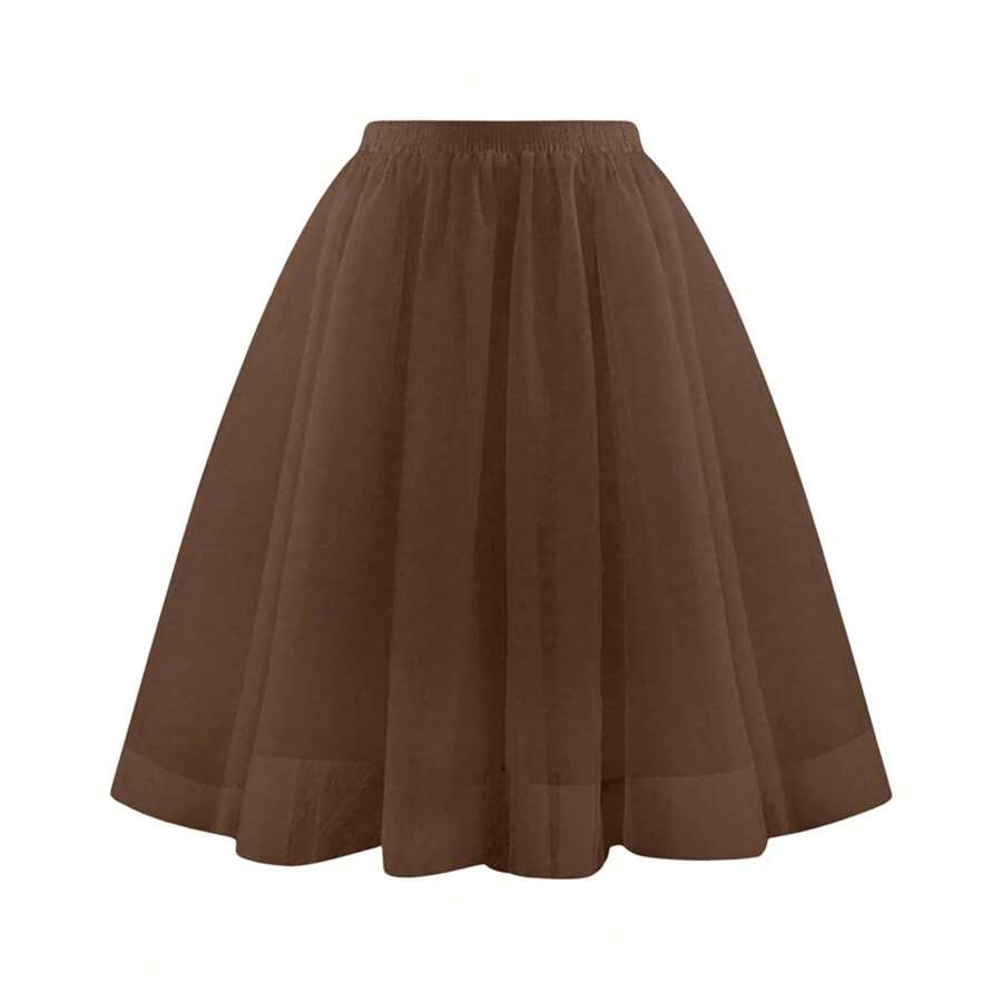 Falda tutú para mujer, falda Retro de los años 50, fiesta de tul, enagua Rockabilly de Ballet, vestido de baile, falda de malla para Cosplay - CAFETERÍA - Ver 1