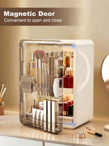 Makeup Organizer With Drawers, Cosmetic Display Case With Brush Holders, Cosmetic Storage For Dresser Vanity And Bathroom Countertop, Easy To Store Lipsticks, Nail Polishes, Perfumes, Eyeshadow Palettes, White - 白色 - 查看 2
