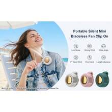 Portable Silent Mini Bladeless Electric Fan, Clip On Fan For Shirt, 3 Speeds Hands-Free Neck Fan,Suitable For Outdoor & Travel & Office, Travel Accessories, Gift - 卡片夾式 - 查看 9