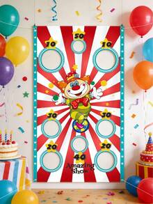 1pc Clown Party Background Game Prop, Birthday Holiday Party Decoration Supplies, Garden Game, Game, Clown - Multicolor - View 5
