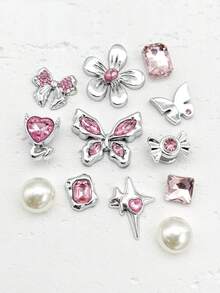 26pcs Girly Crystal Bow Decorative Buttons For DIY Sandals - Silver - View 9