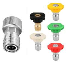 Garden Hose To Mini Power Washer Adapter-3/4 GHT To 1/4", Garden Hose Pressure Washer Attachment, Convert Water Hose To Power Washer Connector, Stainless Steel (Connector +5 Nozzle Set) - Silver - View 9