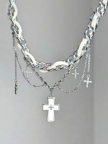 1 pieza Collar de cuero sintético estilo punk dulce, con decoración de borla en forma de cruz popular, estilo punk femenino estilo Y2K, cadena de cintura decorativa de alta calidad, accesorios de cadena de cintura de jeans estilo hip-hop, adecuado tanto para hombres como para mujeres, encanto de bolso, llavero, regalo de cumpleaños, regalos de boda, regalos de vacaciones, regalos de fiesta, recuerdos de eventos, regalos para amigos fuera del campus - Multicolor - Ver 4