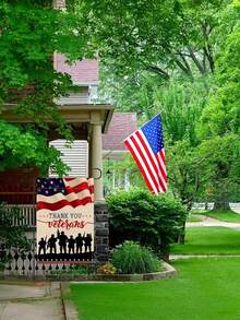 1pc, Vibrant Patriotic Veterans American Garden Flag - Double Sided, Durable Polyester, Weather-Resistant, Easy To Install - Home, Yard, And Outdoor Decoration - A - Xem 3