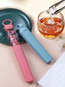 1pc Home Pull-Out Ice Cube Tray, 10 Grids Quick Ice Maker Mold (Blue/Pink) - Multicolor - View 1