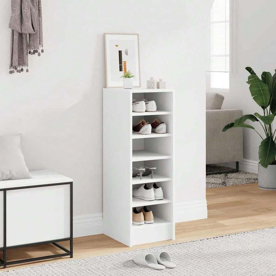 Armoire à chaussures Blanc 31,5x35x90 cm Bois d'ingénierie - Blanc - Voir 1
