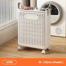 Giỏ đựng quần áo bẩn gấp gọn dung tích lớn có bánh xe (nhiều kích cỡ) - Thiết kế màu trơn, giỏ đựng quần áo bẩn gấp gọn đa chức năng, thích hợp để cất giữ trong phòng tắm và ban công, túi đựng quần áo bẩn, phụ kiện phòng giặt. - Nhiều màu - Xem 11