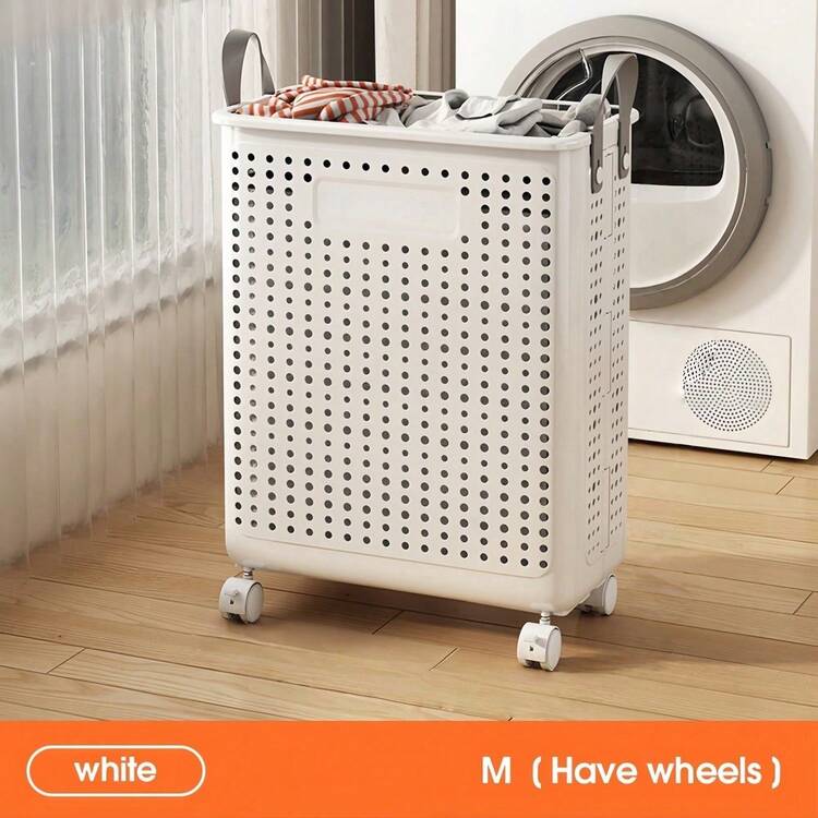 Foldable Laundry Basket - Solid Color Design, Multifunctional Portable Laundry Basket, Suitable For Bathroom And Balcony Storage, Laundry Bags, Laundry Room Accessories, Clothes Storage Cart - Multicolor - View 10