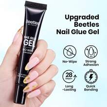 2Pcs 20g Solid Nail Glue Gel, No Wipe Hands-Free Clear Glue, Beetles Soft Nail Tip Adhesive For Press On Nails Acrylic Nail Extensions, Soak Off Long Lasting 3D Nail Art Gel, Beginner Friendly Nail Lamp Needed - 2Pcs 20g No Wipe Hands-Free Clear Glue - 查看 5