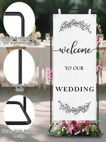 2pcs/Set - Adjustable "Welcome To Our" Wedding Sign Stand + Wedding Welcome Banner / Standard Ceremony Banner, Suitable For Wedding, Birthday Party, Baby Shower, Graduation Ceremony And Holiday Party Decorations - Multicolor - View 2