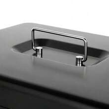 Luminpool Money Box With Key -Money Tin With Lock - Small Lockable Cash Box With Coin Tray For Petty Cash Coins Notes - Locking Metal Box With 2 Keys - Black - Black - View 6