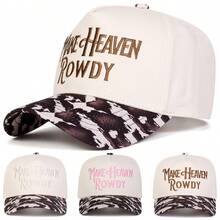 1顶女士“MAKE HEAVEN ROWDY”卡车帽，个性化刺绣字母棒球帽，街头时尚五片帽，户外防晒休闲帽，适合春季、秋季、旅行、海滩、假日、节日佩戴 - 多色 - 查看 1