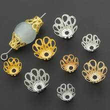 105个6mm/8mm/10mm空心花形压接帽，花帽，合金隔珠，串珠垫，装饰珠帽，适用于珠宝制作、手链、项链、钥匙扣、耳环、工艺配件 - 鏤空花邊端蓋 - 查看 2