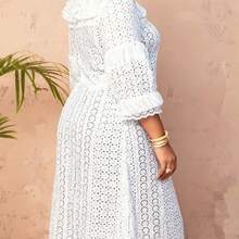 Plus Size - Plus Size - Newly Arrived Plus Size Women'S Lace Dress With Water-Soluble Openwork In Palace Style - trắng - Xem 2