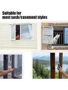 全新免打孔内窗限位锁止器位置止动器平开窗防风支撑黑色窗户把手锁儿童安全保护 - 多色 - 查看 8