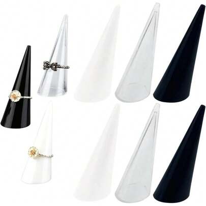 6 Pcs Clear Acrylic Cone Ring Display Stands, Jewelry Showcase Holder For Finger Rings, Retail & Home Organization
