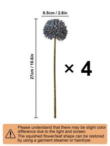 8/16pcs Artificial Chrysanthemum, Dandelion, Hydrangea Flower Bouquet, Suitable As Gifts, Bridal Wedding, Home, Office, Cafe, Party, Dorm Room Decor, School Supplies - Dusty Blue - View 8