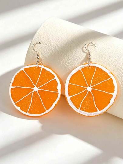 1 Pair Cute Lemon Earrings, Stainless Steel Ear Hooks, Suitable For Daily Wear