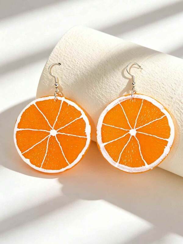 1 Pair Cute Lemon Earrings, Stainless Steel Ear Hooks, Suitable For Daily Wear