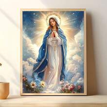 1幅30*40厘米圣母玛利亚钻石画套装，手工钻石画墙饰，适用于卧室、客厅、走廊，节日礼物 - 無框 - 查看 4
