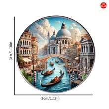 1枚2D平面胸针，描绘威尼斯运河景色，独特创意翻领别针，适用于背包、衣服、衣领和帽子。 - A - 查看 4