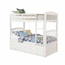 Twin Bunk Bed With Ladder Safety Rail Twin Trundle Bed With 3 Drawers For Teens Bedroom Guest Room Furniture White (OLD SKU :LT000071AAK) - 白色 + 實木1 - 查看 6