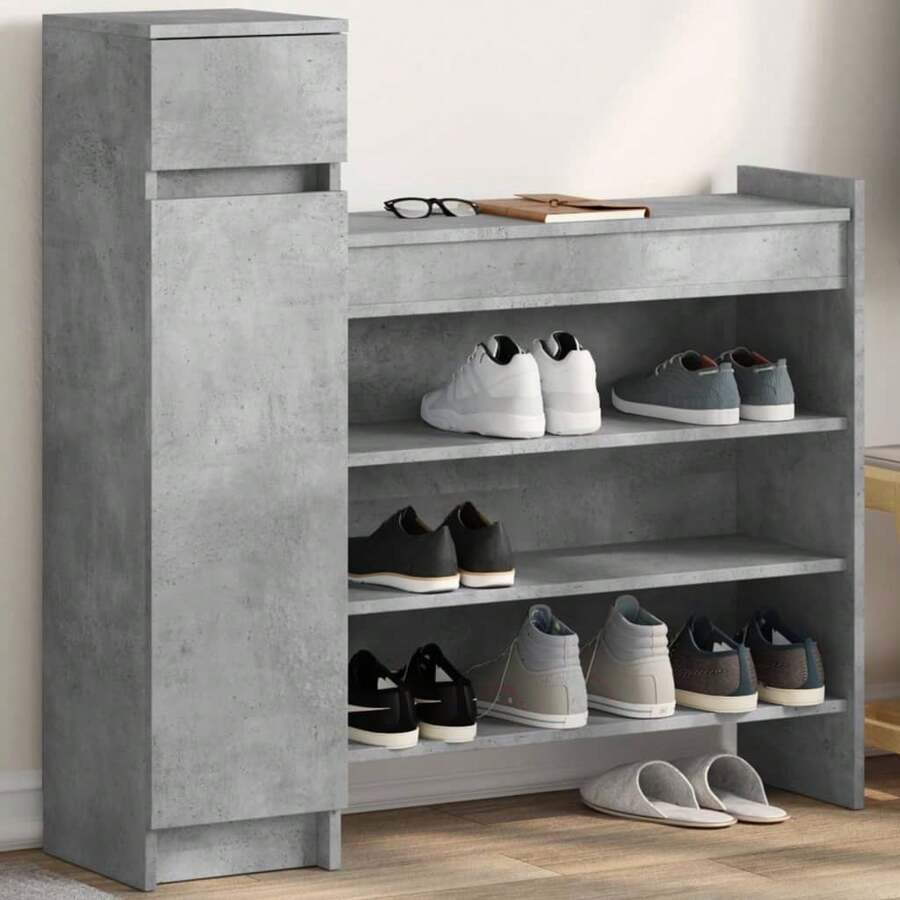 Scarpiera Grigio Cemento 100,5x28x100 cm in Legno Multistrato - Grigio - Visualizzare 1