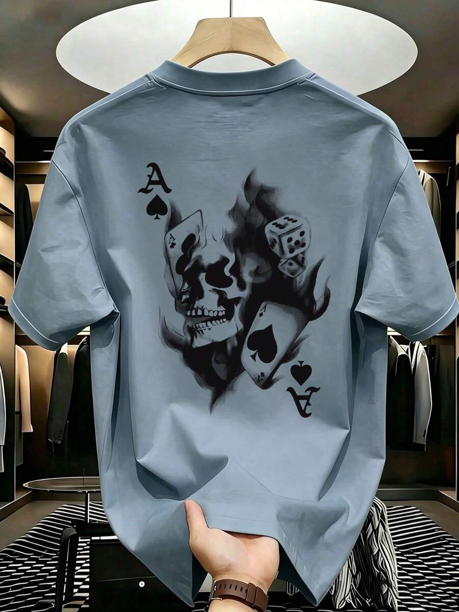 1pc Tween Boy Graphic Print Short Sleeve T-Shirt, Student Youth Clothing, Summer Gift For Kids - Dusty Blue - View 1