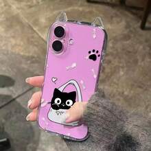 猫耳（蒸猫耳形状面包）软壳 TPU 手机壳，适用于 Phone17、Pro Max、15 等机型，透明保护壳，16/15/14/13/12/11/17 系列手机壳，防摔 - 無色 - 查看 2
