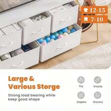 Sweetcrispy 5 Dresser Chest Bedroom, Metal Frame And Wood Top TV Stand Up To 40 Inch With Fabric Storage Drawer Units Living Room - 白色 - 查看 3