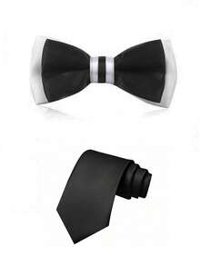 4pcs Tween Boy Suit Set - Jacket, Pants, Tie And Bow Tie - Black - View 7