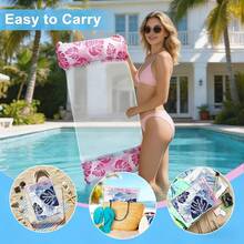 1pc/2pcs Inflatable Hammock With Net Pouch, 4-In-1 Inflatable Mattress Floating Lounge Chair Swimming Pool Adult Inflatable Recliner Swimming Pool Mattress With Net Pouch, Swimming Pool Toy Accessory Suitable For Lounge Chair, Pool Chair, Pool Mattress, Pool Inflatable, Beach Essentials, Pool Float - 彩色 - 查看 2