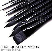 10-Piece Professional Paint Brush Set: Includes 5 Different Brush Head Styles (Round, Flat, Cat's Tongue, Oval), Suitable For Watercolor, Acrylic, Oil, And Gouache Paints - Sets - View 1