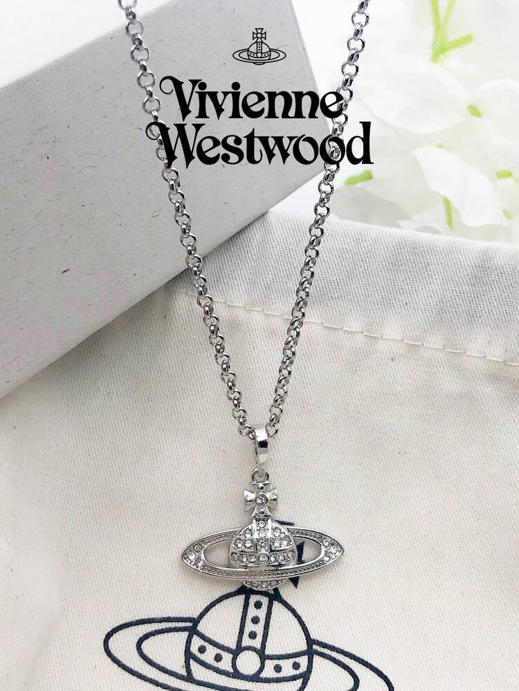 Vivienne Westwood Mini Bas Relief Collection Classic Saturn Necklace Silver Tone, Brass - 銀色 - 查看 11