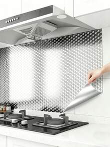2pcs/Set Heavy-Duty Self-Adhesive Aluminum Kitchen Foil - Waterproof, Oil-Resistant, And Heat-Resistant. Features An Easy-To-Clean Surface And Acts As An Effective Oil-Proof Backsplash Sticker. Suitable For Stoves, Ovens, Cabinets, Drawers - Multicolor - View 7