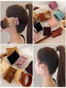 10/5/1pc High Elastic Extra Wide Seamless Hair Tie, Fashionable & Elegant - Hair Ties That Won't Damage Hair, Suitable For Women To Tie High Ponytail,Travel,Birthday - Multicolor - View 3