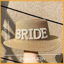 新款派对新娘平顶草帽，复古英伦风新娘帽，宽檐沙滩草帽（女士款） - 新娘 - 查看 5