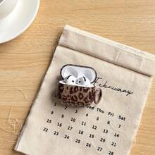 Ốp tai nghe phong cách retro, màu nâu, họa tiết da báo không đều, bề mặt bóng, dành cho AirPods 1 2 3 4 Pro Pro2 Pro3 - màu nâu - Xem 9