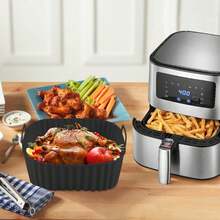 Air Fryer Silicone Liners Rectangle - Low Profile Design For Better Airflow - Reusable Air Fryer Pot Replacement Of Parchment Paper, Non-Stick Heat Resistant Tray For 4-6Qt Air Fryer, 8.27x7.48in, Black - Black - View 5