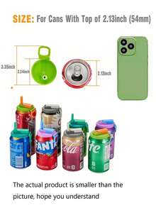 Nắp lon nước ngọt có ga 4 màu kèm ống hút, nắp lon nước ngọt có ga bằng silicon, có thể tái sử dụng cho các loại nước ngọt có ga, nước giải khát, nước ép, soda. - Nhiều màu - Xem 11