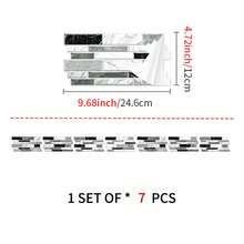 堆叠砖灰色大理石瓷砖贴纸，2D平面自粘防溅板，防水可移除墙贴，适用于家居装修，可选7/14/28/42片装 - A - 查看 10