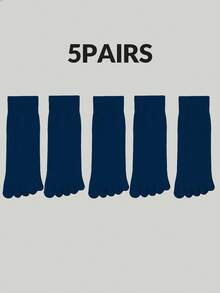 5 Pairs Men's Black Casual/Business Versatile Moisture Wicking Odor-Resistant Toe Socks, Fall - Black - View 10