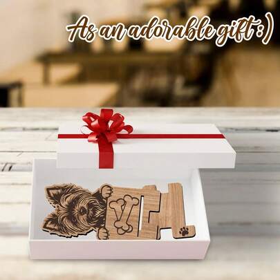 Giá đỡ điện thoại bằng gỗ in 2D phẳng, 1 chiếc, dùng cho điện thoại thông minh, máy tính bảng, quà tặng cho người yêu chó.