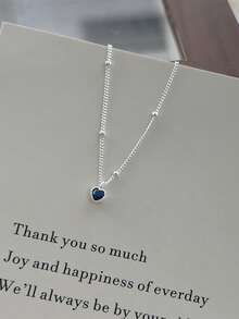 1 pieza Collar con colgante de corazón mini de plata de ley S925, diseño minimalista coreano lindo y fresco, cadena delicada para la clavícula, de moda y versátil, adecuado como regalo conmemorativo de amistad y familia - amar - Ver 9