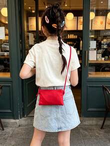 Túi đeo vai tối giản bằng nylon màu trơn, ví đựng tiền xu đeo chéo dành cho thanh thiếu niên. - A - Xem 5