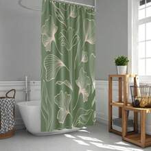 1 pièce Rideau de douche de style art moderne tissé, en tissu imperméable, séparateur de salle de bain intérieur, résistant aux moisissures, écran de douche de séparation humide et sec, décoration de salle de bain à la maison, décoration au sol, accessoire de salle de bain intérieur, rideau de douche à motif de feuille de ginkgo, style de jardin tropical printemps et été, tapis de rideau de douche, cadeau de pendaison de crémaillère, rideau de douche imperméable à la mode convenant pour les vacances - Multicolore - Voir 5