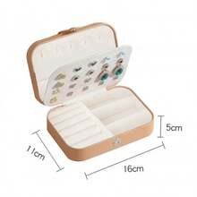 Caja de joyería portátil 2024, organizador de joyería, caja de joyería de viaje, cajas de almacenamiento de cuero con botones, joyeros con cremallera - dijo - Ver 13